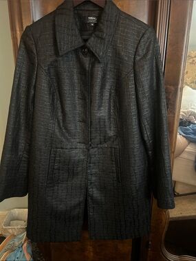 Tribal Black Textured Trench Coat